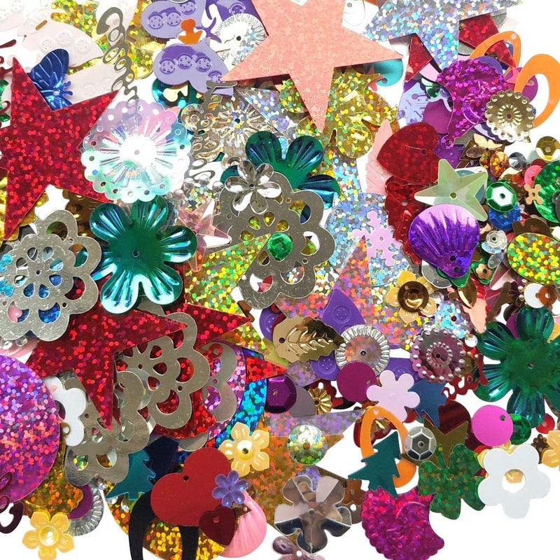 Chenkou Craft 1 Bag 100grams Assorted Styles Sequin for Wedding Christmas Clothes Jewelry Sequins (Assorted 100grams) - Image 1